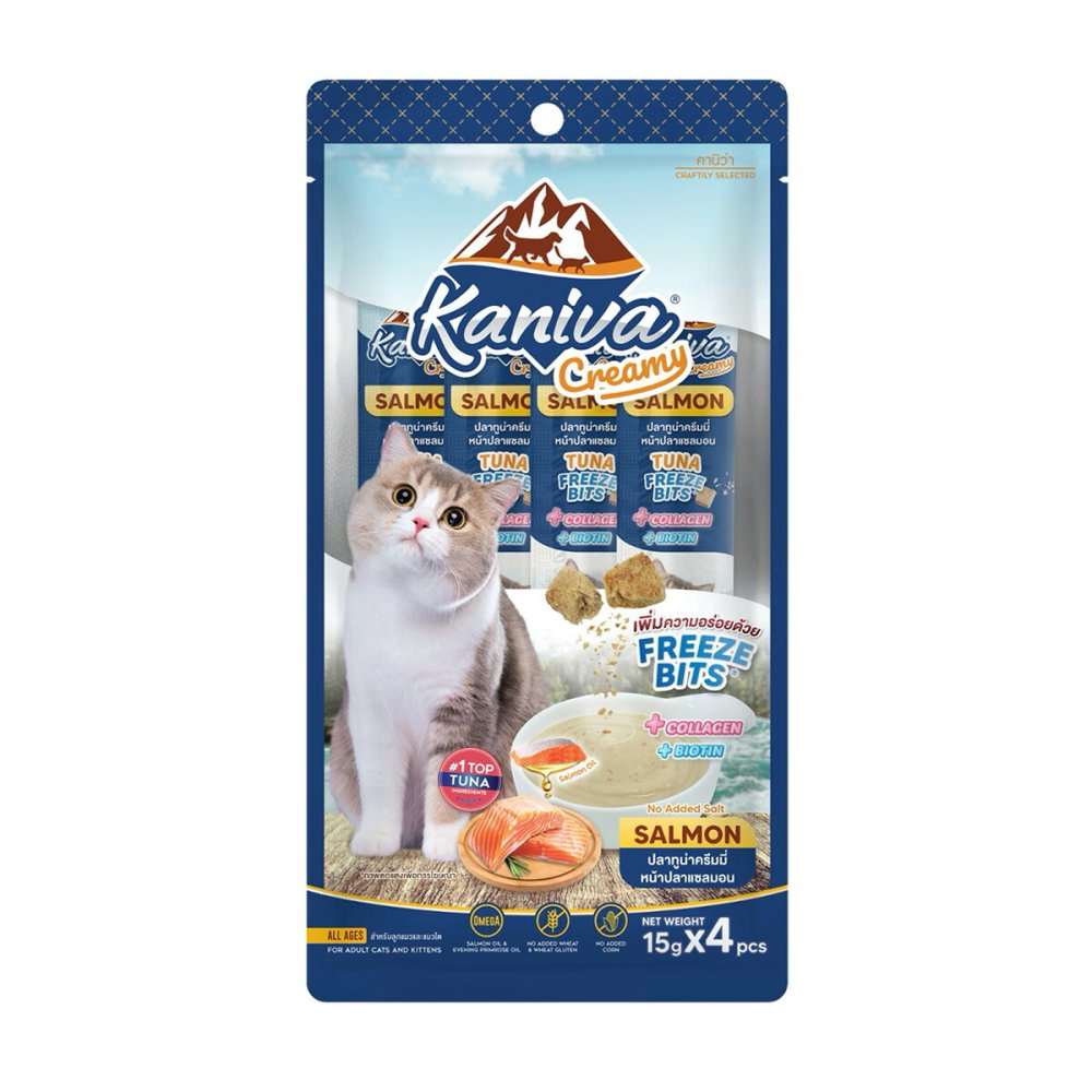 Kaniva カニワ クリーミー 猫用おやつ サーモン 15g×4Pcs