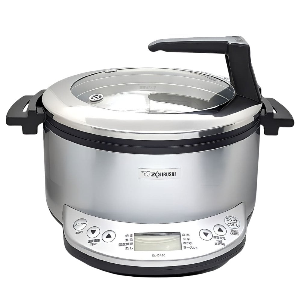 象印 自動調理なべ EL-CA60-HM メタリックグレー 大容量4.2L (焼き, 煮物, 蒸し, 温度調理)と 自動メニュー(白米, 玄米, おかゆ, ヨーグルト) 。ハイパワー970W レシピブック＃48992 マルチクッカー 多機能鍋 キッチン家電