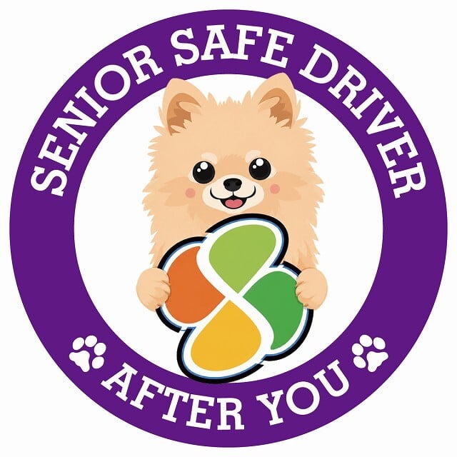 カーサイン 高齢者マーク SENIOR SAFE DRIVER ポメチワ ステッカー シール 直径13cm 肉球 日本製 車