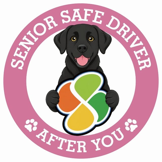 カーサイン 高齢者マーク SENIOR SAFE DRIVER ラブラドール ステッカー シール 直径13cm 肉球 日本製 車