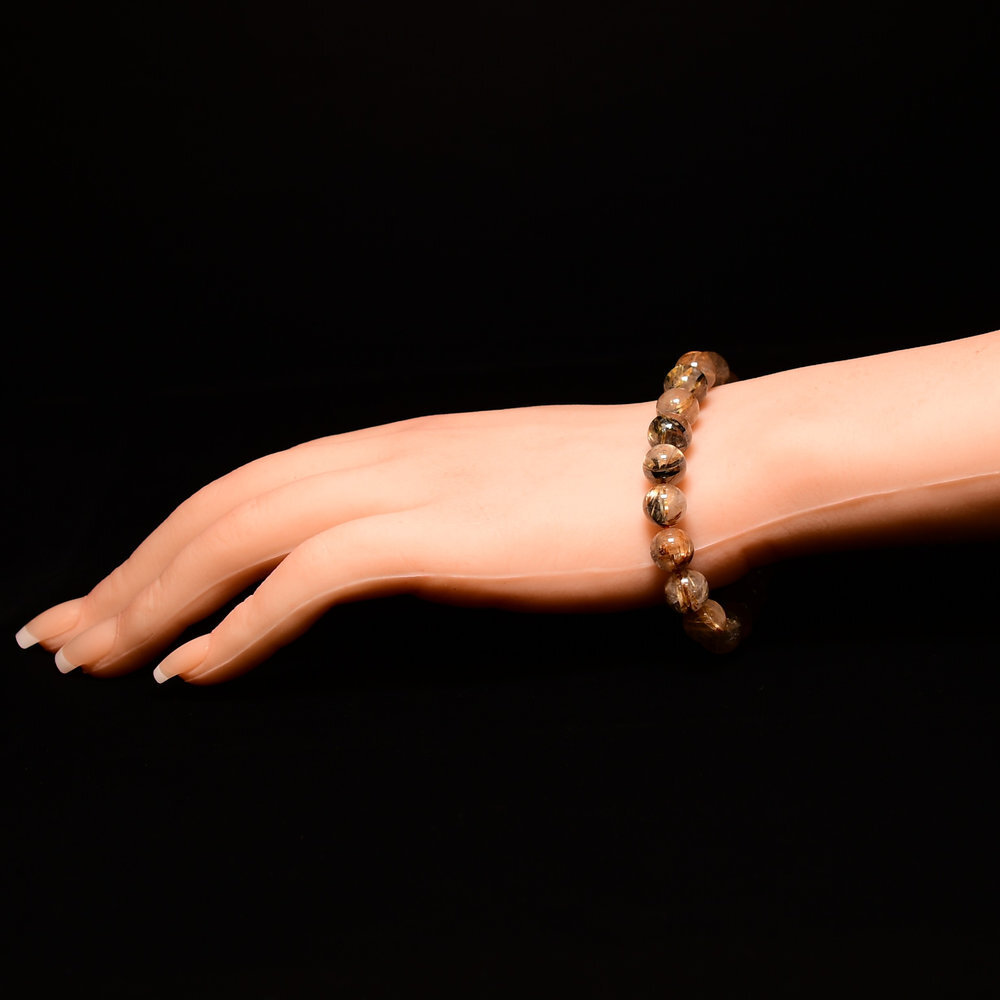 天然石ブレスレット【ゴールドの輝きが際立つ】10mm 太陽放射ルチルクォーツ 一点物【GHB207】浄化発送 京海堂