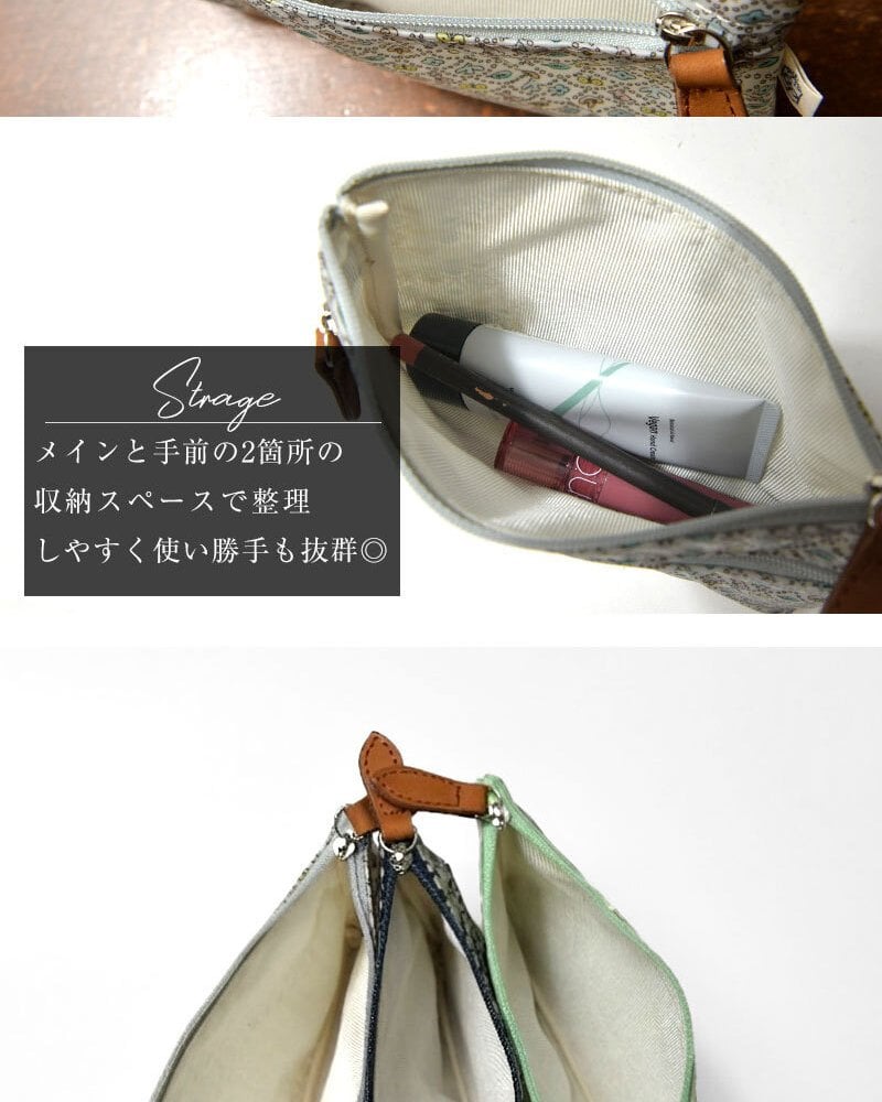 【CouPole クーポール】リバティ プリント Wファスナー ポーチ (CC-68001)レディース LIBERTY ミナ ペルホネン 花柄 フラワープリント 防水 撥水 薄型 小物入れ コスメ 化粧 メイク サニタリー 収納 旅行 トラベル 母の日 クリスマス ギフト プレゼント
