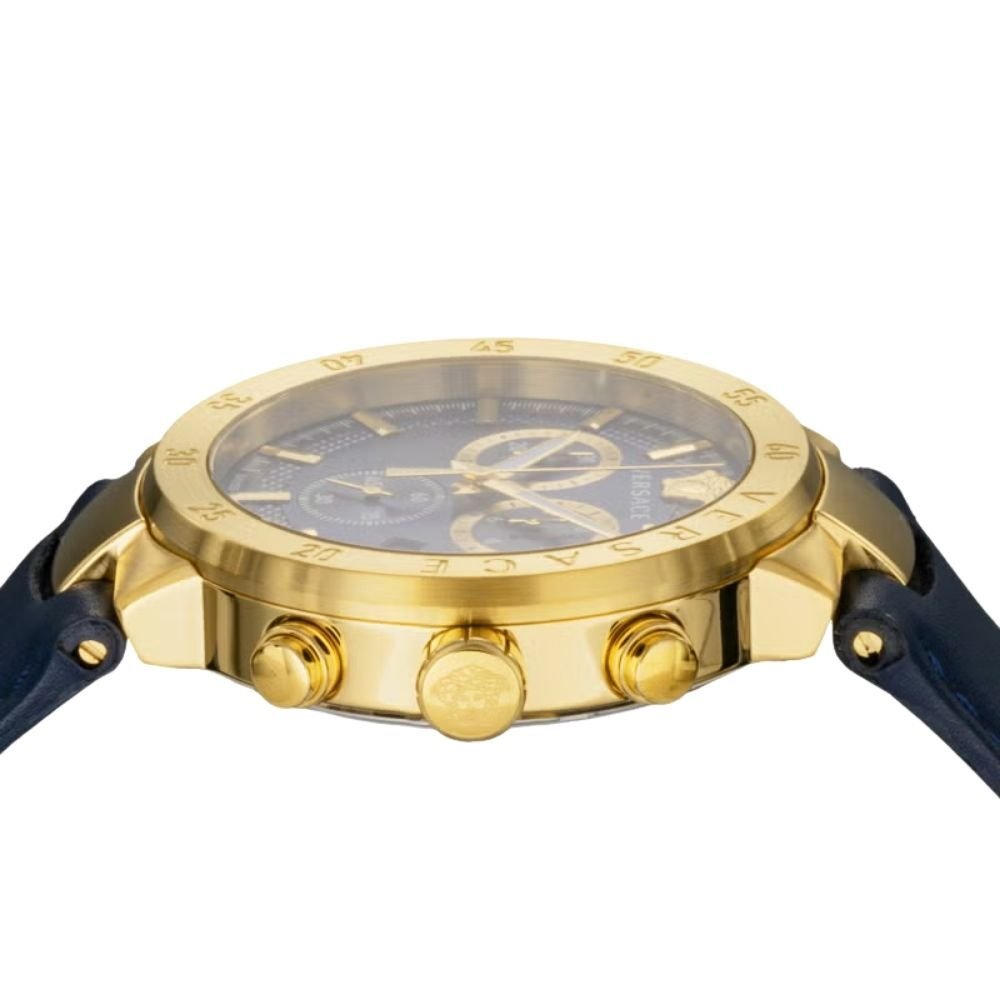 ヴェルサーチ 腕時計 メンズ アーバンミスティーク 1本限り クロノグラフ ブルー ネイビー ゴールド レザー 44mm VERSACE URBAN MYSTIQUE スイス製 サファイアガラス プレゼント ギフト 成人 卒業 入学