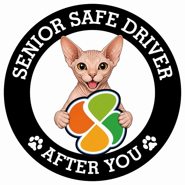 カーサイン 高齢者マーク SENIOR SAFE DRIVER スフィンクス ステッカー シール 直径13cm 肉球 日本製 車