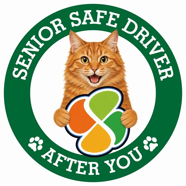カーサイン 高齢者マーク SENIOR SAFE DRIVER アメリカンボブテイル ステッカー シール 直径13cm 肉球 日本製 車