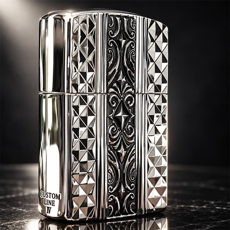ZIPPO アーマー カスタムライン ジッポ ライター 両面加工 細密彫刻 中世模様 銀 いぶし仕上げ シルバー かっこいい 重厚 高級 おしゃれ メンズ ギフト プレゼント