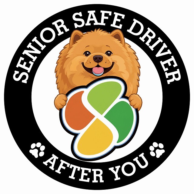 カーサイン 高齢者マーク SENIOR SAFE DRIVER チャウチャウ ステッカー シール 直径13cm 肉球 日本製 車