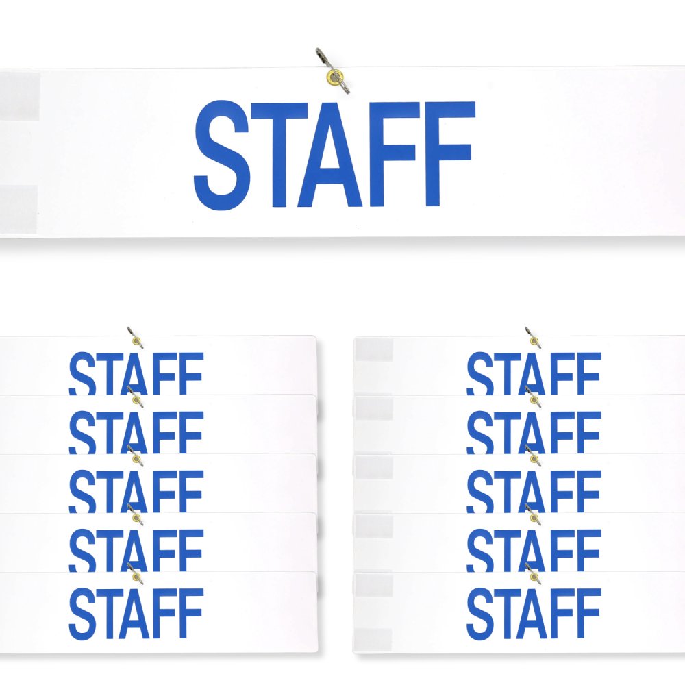 【送料無料】腕章 スタッフ ブルー 10枚セット 日本製 マジックテープ 安全ピン付き イベント 学校 STAFF