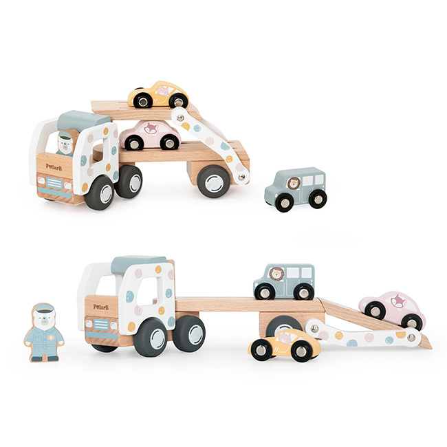 PolarB カーキャリア ポルカドット[おもちゃ 2歳 ミニカー 知育玩具 車 男の子 木のおもちゃ 誕生日プレゼント 女の子 乗り物 木製 プレゼント くるま 子供 知育 3歳 クリスマスプレゼント 木製玩具 ごっこ遊び ギフト]