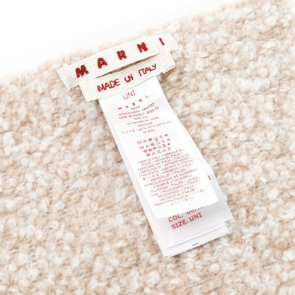 マルニ MARNI マフラー レディース メンズ SCMC0145Y0 UAW057 00M10 WALNUT ベージュ アルパカ ブークレ ストール スカーフ フリンジ ロゴ ユニセックス 男女兼用 防寒 秋冬 ブランド