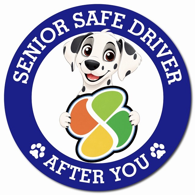 カーサイン 高齢者マーク SENIOR SAFE DRIVER ダルメシアン マグネット 強力 直径13cm 肉球 日本製 車 ステッカー