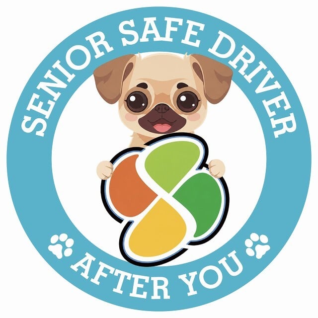カーサイン 高齢者マーク SENIOR SAFE DRIVER チワパグ ステッカー シール 直径13cm 肉球 日本製 車