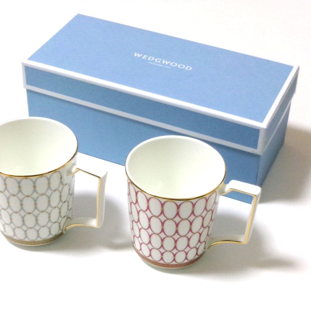 ウエッジウッドWEDGWOOD ルネッサンス グレー, ピンク マグカップ　ペア 0.3L 【御結婚御祝・内祝・新築御祝・還暦御祝・御礼・寿・ギフト包装可能】