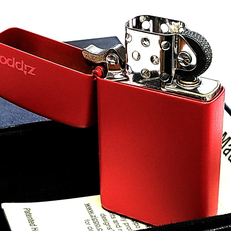 ZIPPO スリム型 ライター マットレッド ジッポーロゴ おしゃれ 艶消し ギフト シンプル 赤 可愛い レディース プレゼント メンズ