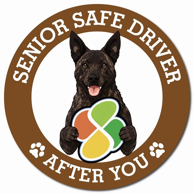 カーサイン 高齢者マーク SENIOR SAFE DRIVER 甲斐犬 マグネット 強力 直径13cm 肉球 日本製 車 ステッカー