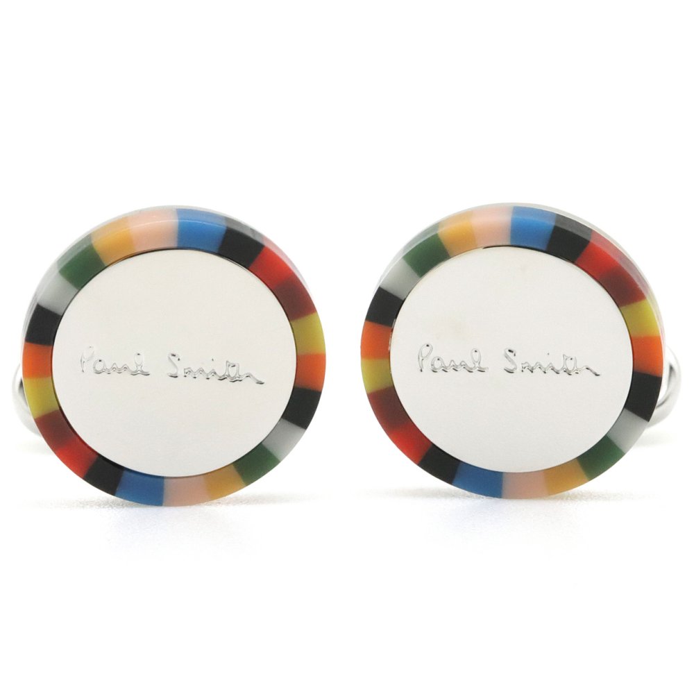 ポールスミス カフス PaulSmith カフスボタン カフリンクス メンズ ロゴ ラウンド シルバー マルチ M1A-CUFF-MEDGEL 92 【ラッピング無料 誕生日 お祝い プレゼント ギフト 贈り物】 送料無料