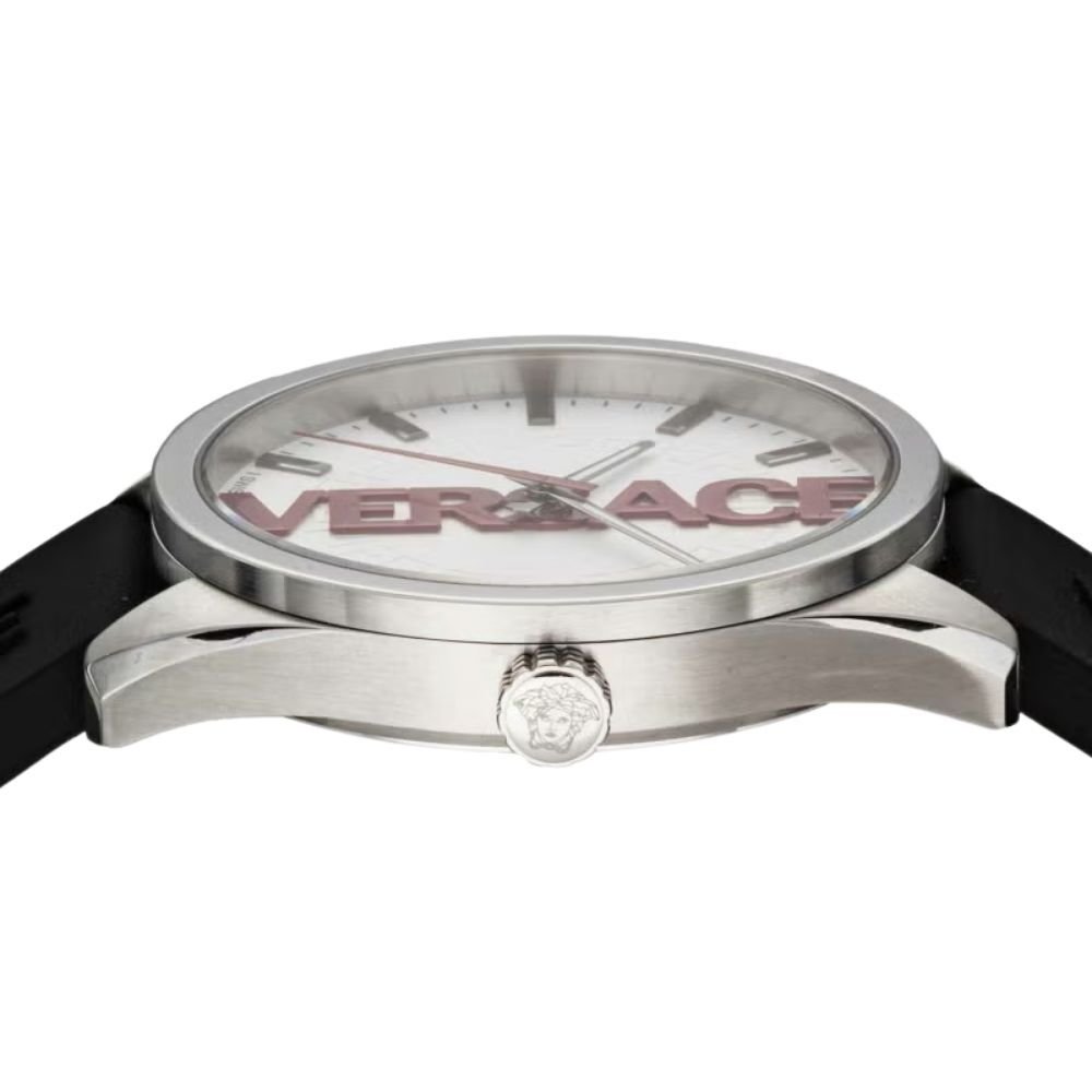 ヴェルサーチェ 腕時計 メンズ ホワイト シルバー ブラック 42mm VERSACE V-VERTICAL シリコンベルト スイス製 メンズ腕時計 軽量 ブランド おしゃれ プレゼント ギフト 卒業 入学 お祝い