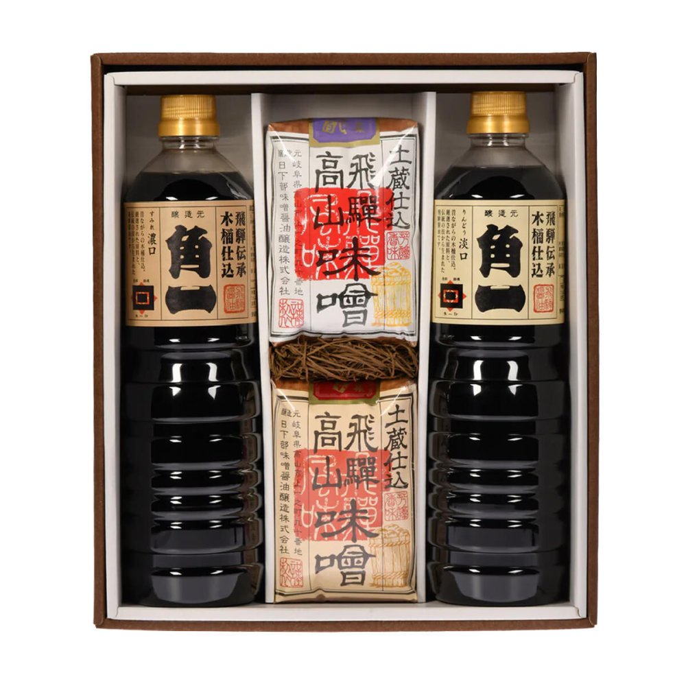 飛騨高山 角一 醤油 味噌 詰め合わせ ギフトセット 4種入 調味料セット 濃口醤油 淡口醤油 こうじ味噌 米みそ