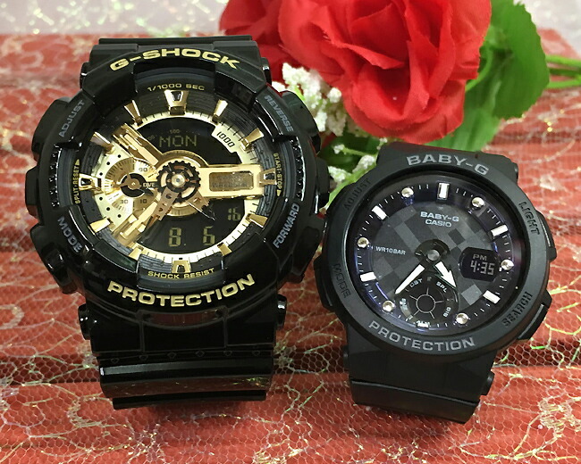 恋人たちのGショック ペアウオッチ ありがとう  G-SHOCK BABY-G ペア腕時計 カシオ 2本セット   GA-110GB-1AJF BGA-250-1AJF      新品手書きします  人気  婚約　夫婦 高級　クリスマス プレゼント おすすめ 誕生日 御祝い還暦 銀婚式 結婚記念日 婚約