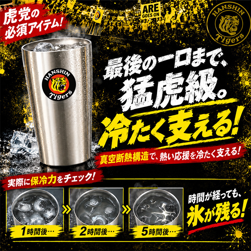【阪神タイガース承認】猛虎の乾杯 応援5点セット タンブラー 真空断熱 ステンレス製 大2個(450ml)+小3個(250ml) 結露しない 保温保冷 トラッキー ラッキー キー太 おしゃれ かわいい ビール ハイボール レモンサワー 優勝 日本一 ARE 誕生日 ギフト プレゼント