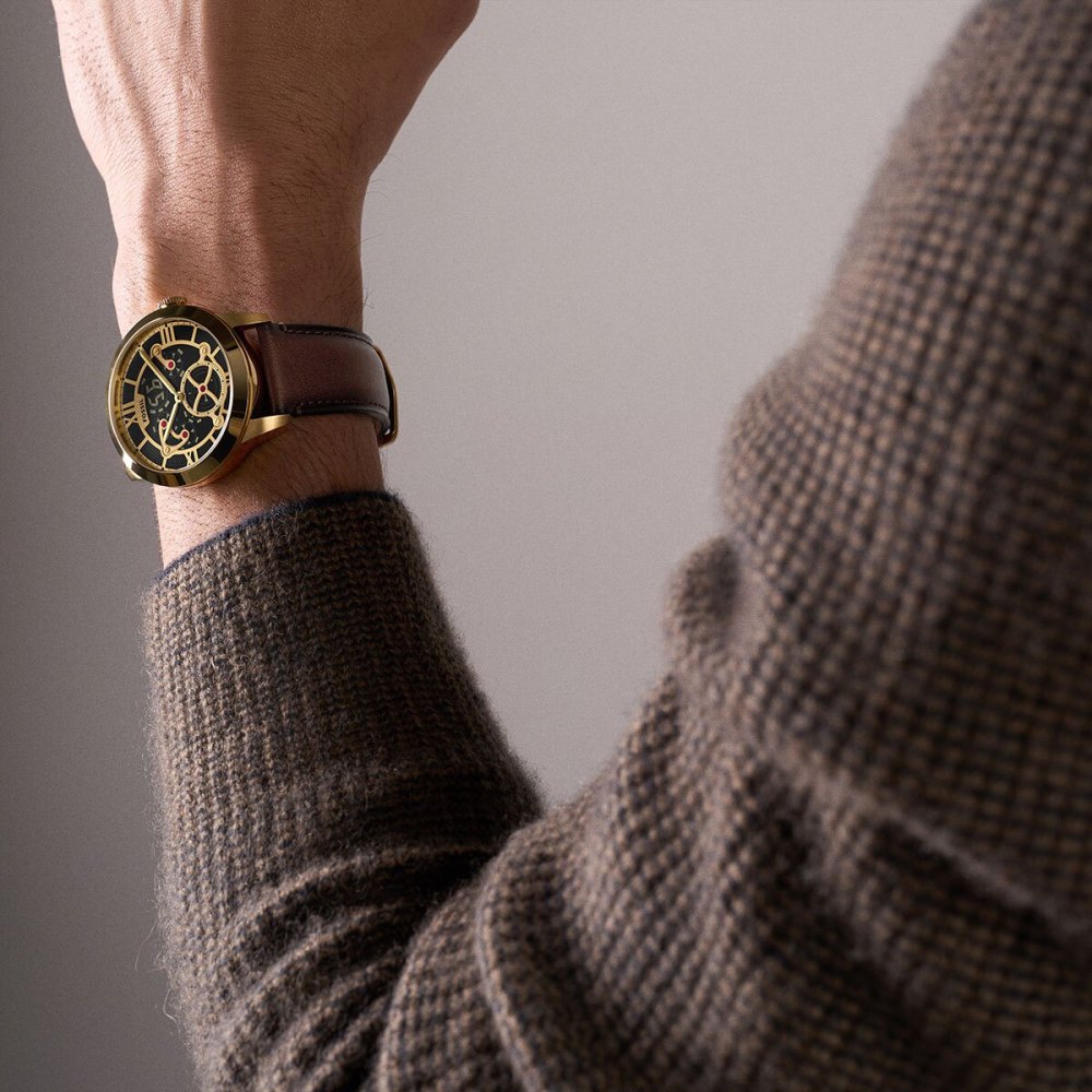 フォッシル FOSSIL 腕時計 メンズ TOWNSMAN アニメーション デジアナ ブラウン レザーウォッチ FS6190【2026 新作】