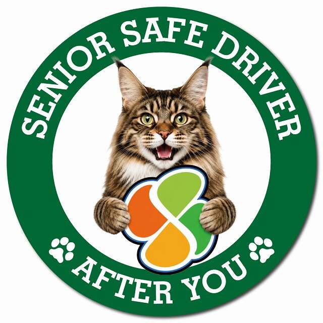 カーサイン 高齢者マーク SENIOR SAFE DRIVER メインクーン マグネット 強力 直径13cm 肉球 日本製 車 ステッカー