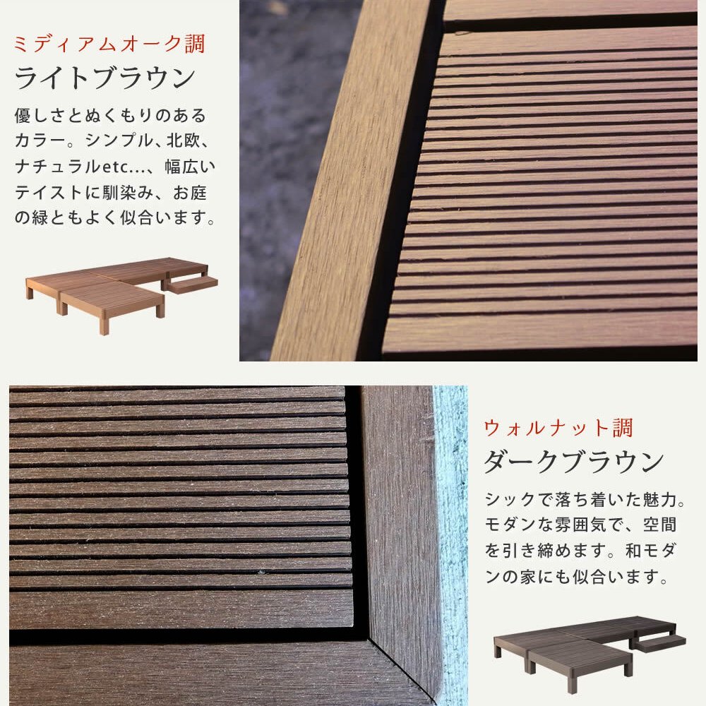 人工木ウッドデッキ ecofeel エコフィール 4台 ステップセット PWDE-4P-STP