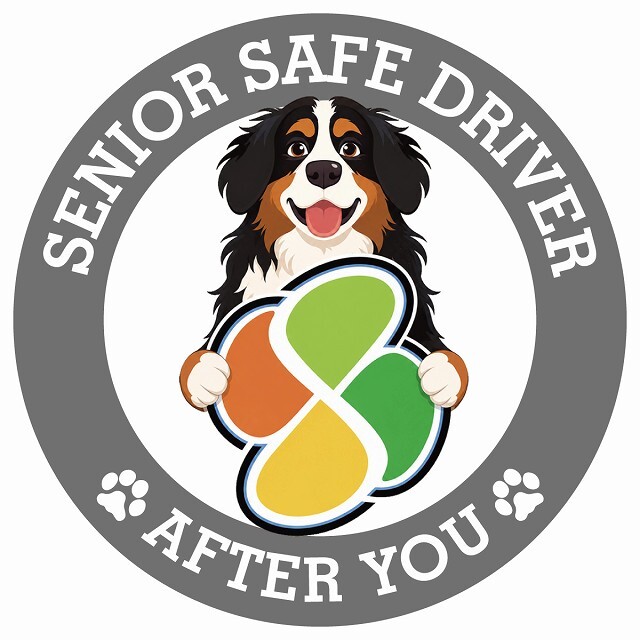 カーサイン 高齢者マーク SENIOR SAFE DRIVER バーニーズマウンテンドッグ ステッカー シール 直径13cm 肉球 日本製 車