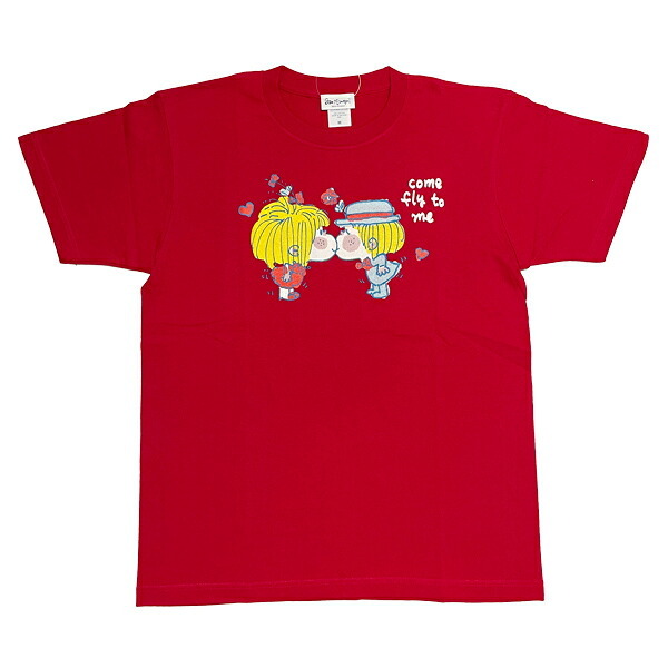 水森亜土 カラーTシャツ(M) キス レッド アパレル 送料込み