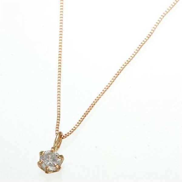 K18PG ダイヤモンド ネックレス 0.1ct ペンダント 18金 ピンクゴールド ベネチアンチェーン レディース アクセサリー ジュエリー 誕生石 シンプル 華奢