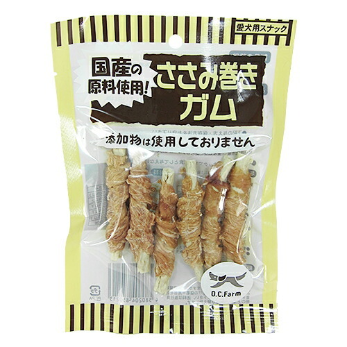 オーシーファーム 犬用おやつ ささみ巻きガム 6本入 犬 おやつ ガム デンタルケア スナック 国産 無添加