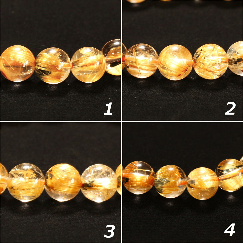 天然石ブレスレット【手元を華やかに彩る】8mm 太陽放射ルチルクォーツ 艶感 一点物【GHB193】浄化発送 京海堂