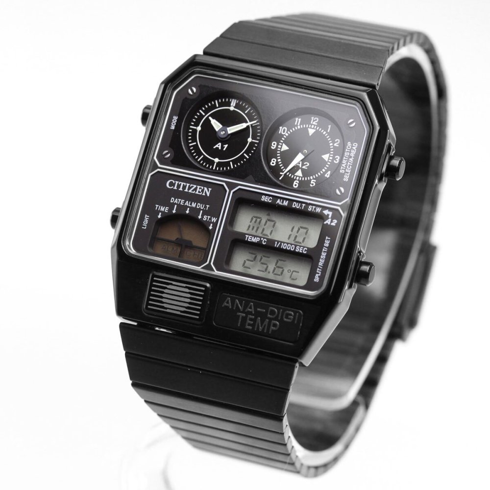 シチズン アナデジテンプ CITIZEN ANA-DIGI TEMP 復刻モデル 腕時計 メンズ レディース ブラック JG2105-93E