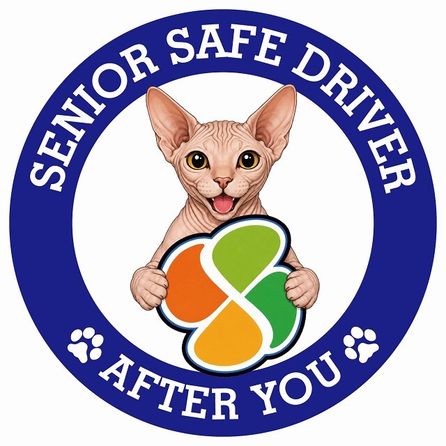 カーサイン 高齢者マーク SENIOR SAFE DRIVER スフィンクス ステッカー シール 直径13cm 肉球 日本製 車