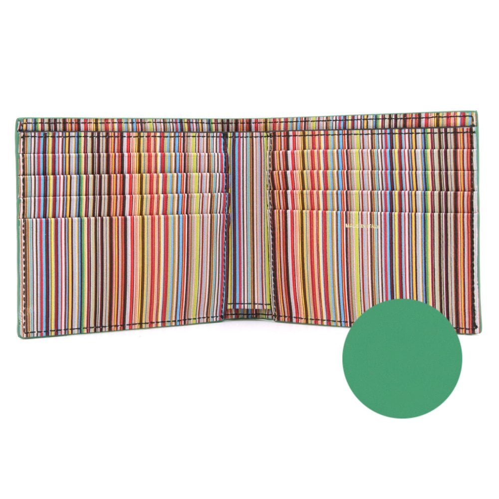 ポールスミス 財布 Paul Smith 二つ折り財布 小銭入れなし メンズ コバルトグリーン マルチストライプ M1A-4832-DMULTI 30 【ラッピング無料 誕生日 お祝い プレゼント ギフト 贈り物】 送料無料