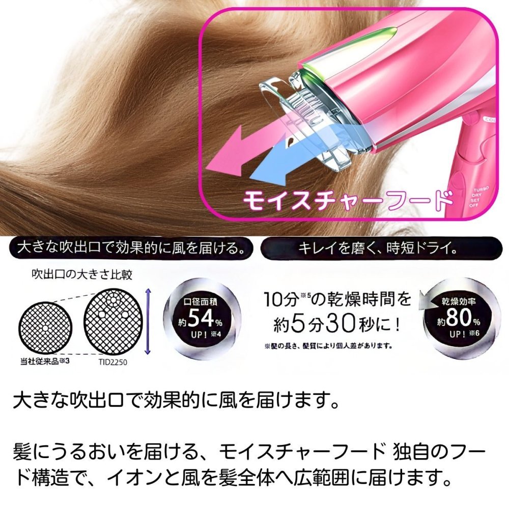 テスコム   ドライヤー   TID2250   大風量    2立方メートル/分の速乾大風量で､マイナスイオンとプラスイオンが静電気抑制 3段階切替(速乾ターボ､ドライ､セット)    ブラック/レッド   プレゼント