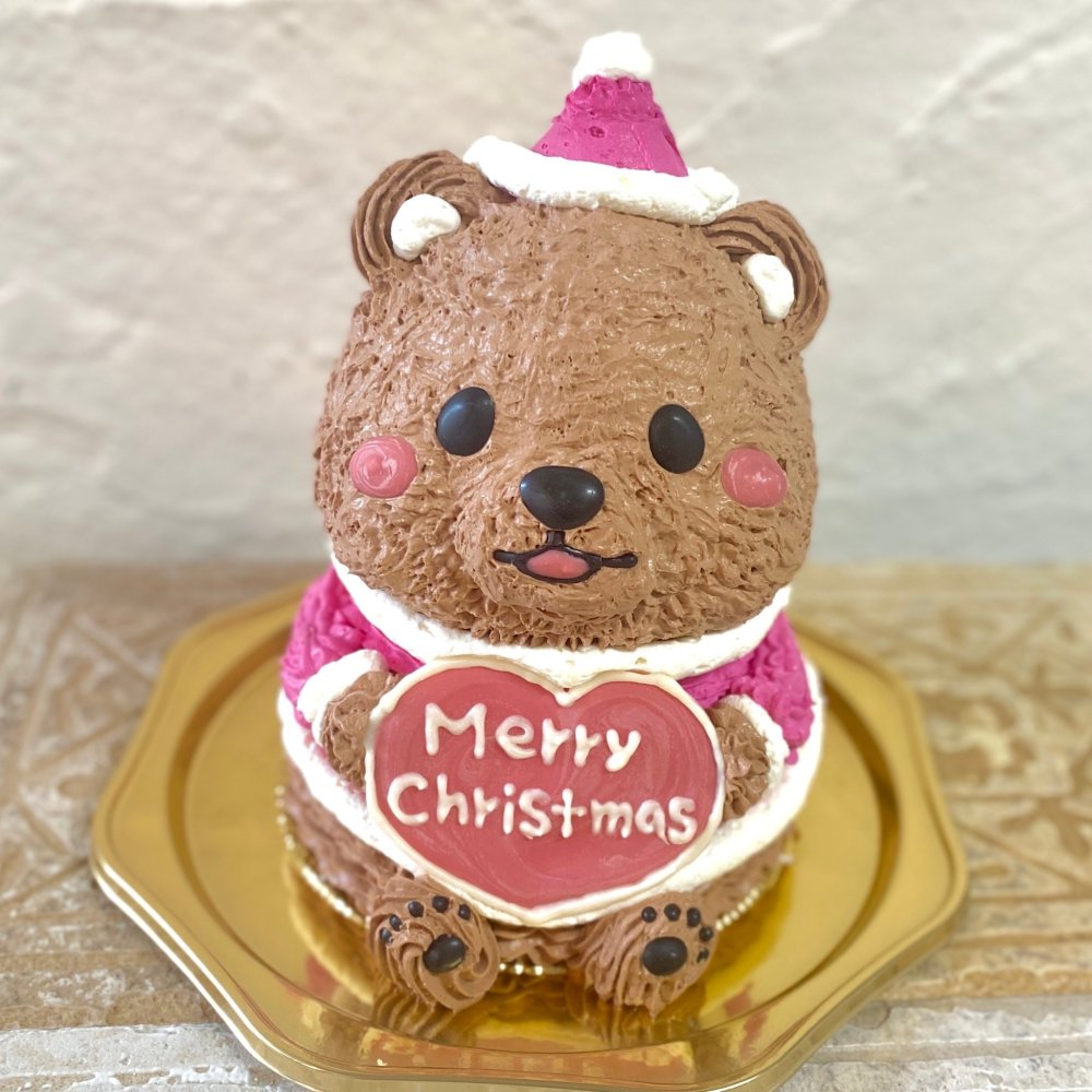 サンタくまさんの立体ケーキ　(お届けは12/21まで ) クリスマス クマ 可愛い ケーキ 立体  子供 人気 プレゼント  パーティー 12月