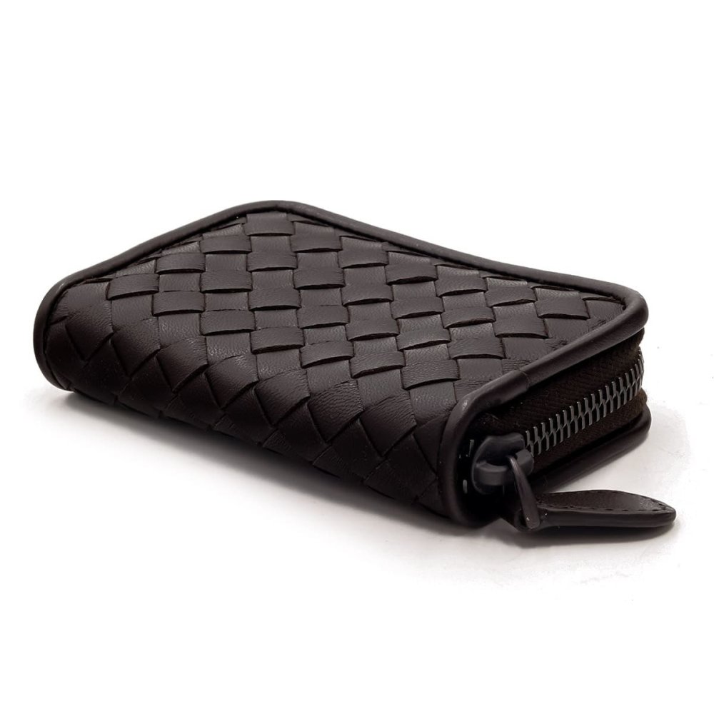 ボッテガヴェネタ 小銭入れ コインケース メンズ BOTTEGA VENETA イントレチャート ナッパレザー 本革 ラウンドファスナー 仕切り付き フォンダン ダークブラウン 保存箱付き 114075 V3UN1 2114