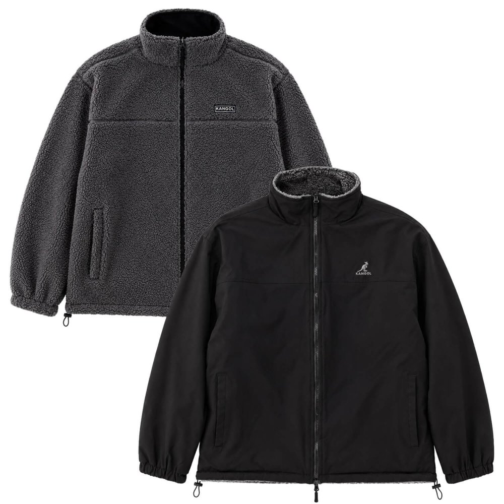  KANGOL カンゴール ブルゾン ジャケット リバーシブル メンズ レディース  ボア ハイネック ダブルジップ 防寒 ブランド ロゴ ゆったり おしゃれ ストリート カジュアル アウター 高校生 秋 冬 M L LL 2026FW Karlas 別注