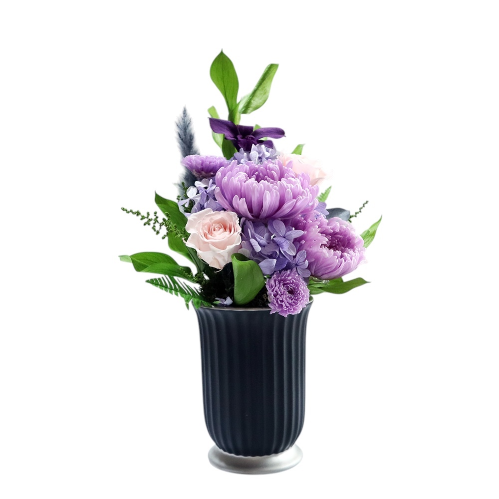 【高級プリザーブドフラワー仏花 さゆり】お供え花 仏壇用 花器付き 水やり不要 一対対応 お悔やみ 命日 法要 四十九日 一周忌 お盆 お彼岸