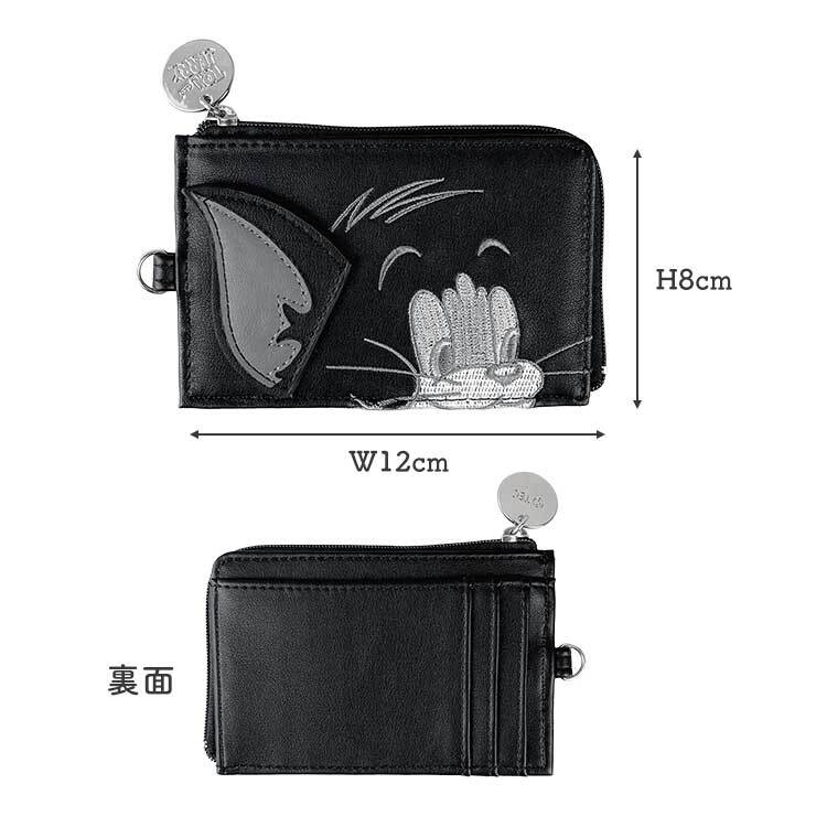 フラグメントケース トムとジェリー レディース 女性 ミニ財布 薄型 薄い 小さい ウォレット キーケース トムジェリ Tom and Jerry キャラクター グッズ FLAPPER フラッパー おしゃれ かわいい 黒 グレー 小銭入れ パスケース カードケース 定期入れ カード入れ キーホルダー