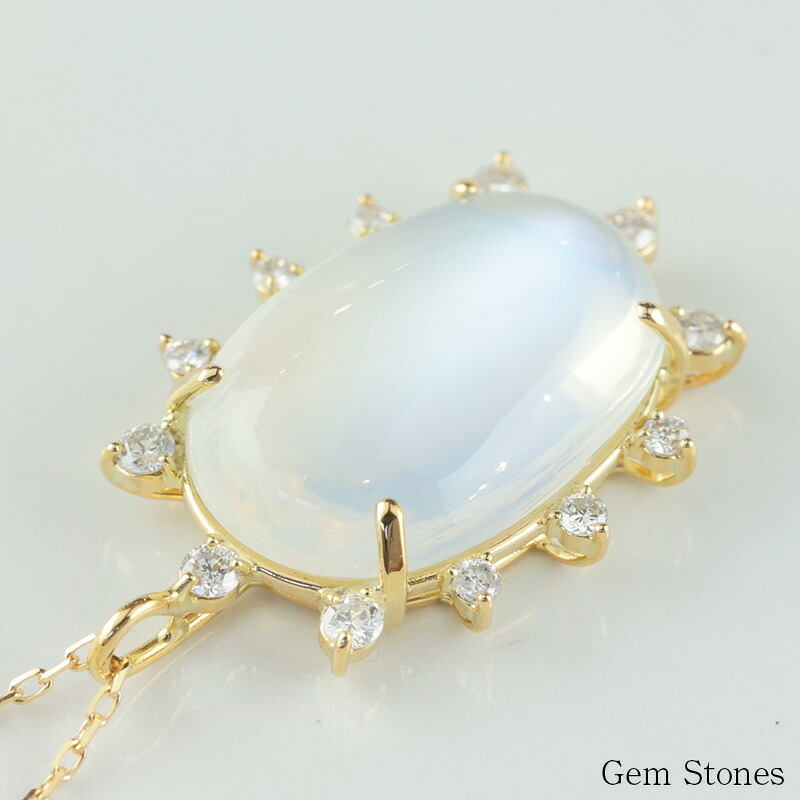 高品質 ムーンストーン 5.225ct ゴールド K18 ネックレス レディース ペンダント ブルー シンプル 一石 一つ石 ナチュラル 誕生石 6月 誕生日 記念日 プレゼント