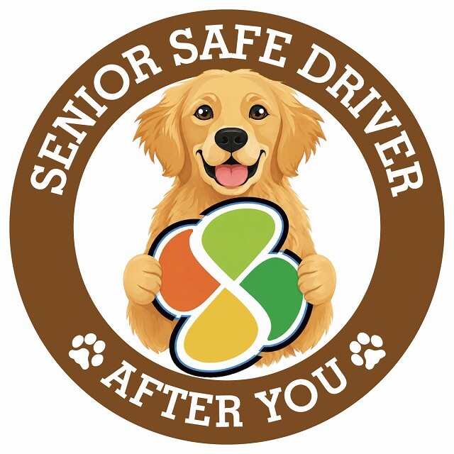 カーサイン 高齢者マーク SENIOR SAFE DRIVER ゴールデンレトリバー ステッカー シール 直径13cm 肉球 日本製 車