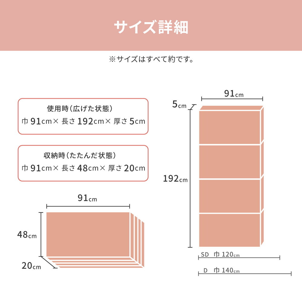 バランスマットレス 約91×192×5cm シングル S 4つ折り 軽量 バランスの良いマットレス ポリエステル ウレタン 敷きマット 寝具マット マットレス寝具 寝具用品 寝室用品 インテリア ウレタンフォーム アイボリー オレンジ イエロー ブルー