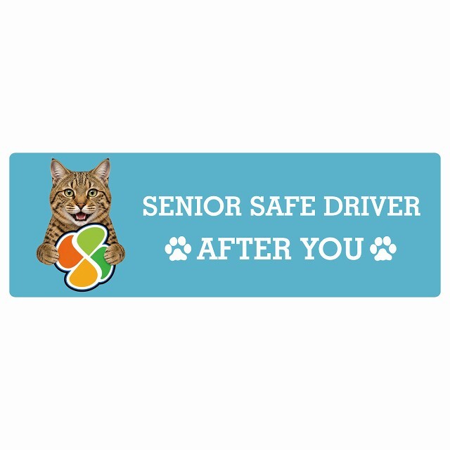 カーサイン 高齢者マーク SENIOR SAFE DRIVER ピクシーボブ ステッカー シール 長方形 15x5cm 肉球 日本製 車