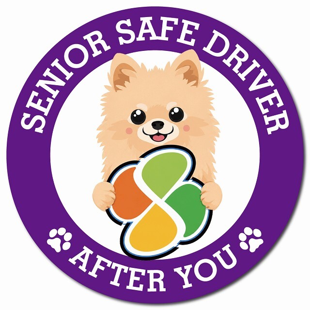 カーサイン 高齢者マーク SENIOR SAFE DRIVER ポメチワ マグネット 強力 直径13cm 肉球 日本製 車 ステッカー