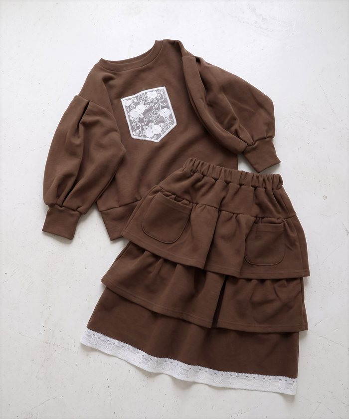 Rora 子供服 通販 キッズセットアップ 長袖 トレーナー女の子 ガールズおしゃれ上品 通学通園小学生 秋服冬服春服 かわいい トップス カジュアル 保育園 スカート 幼稚園 上下セット おでかけ ギフトプレゼント