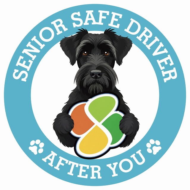 カーサイン 高齢者マーク SENIOR SAFE DRIVER ジャイアントシュナウザー ステッカー シール 直径13cm 肉球 日本製 車