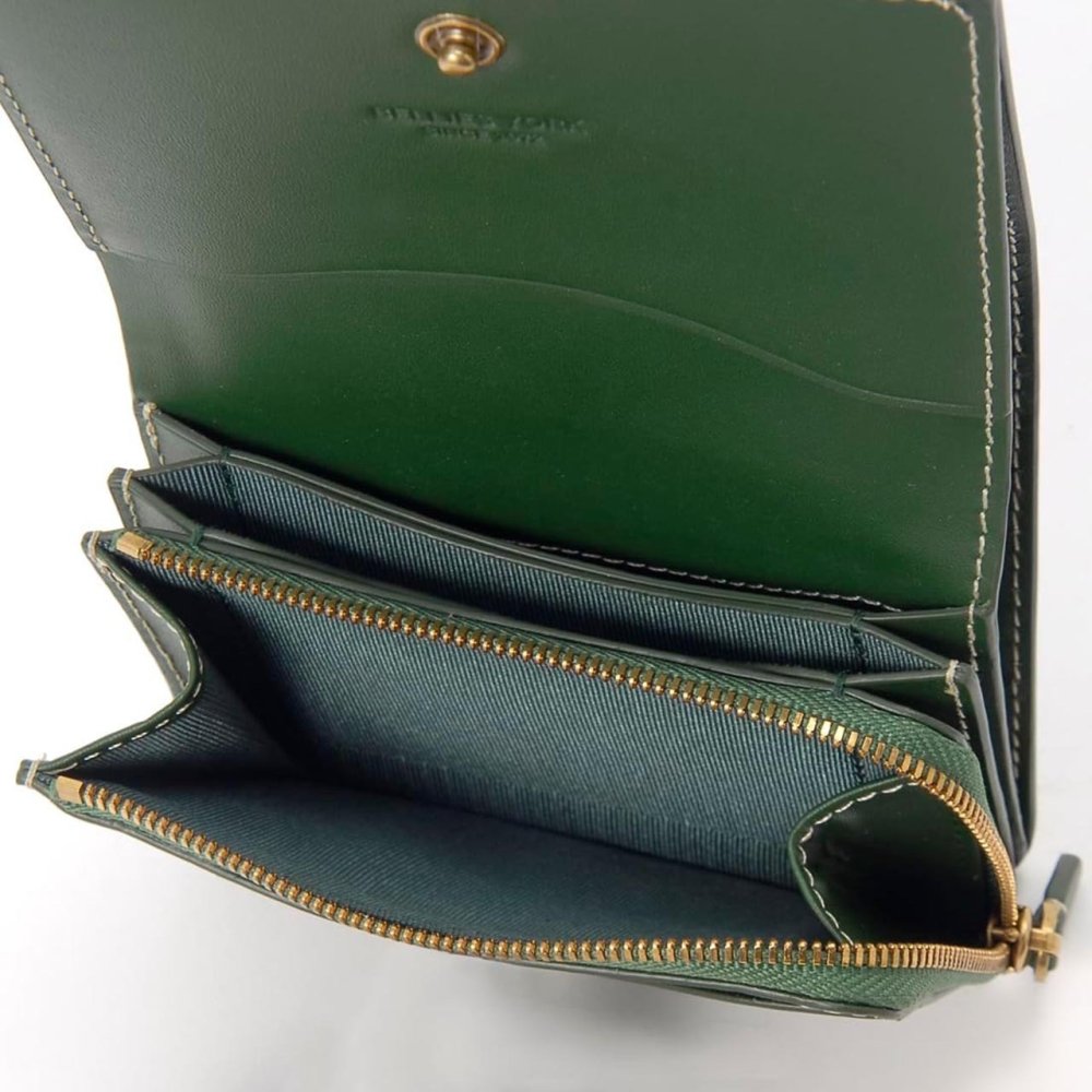 ベリーズヨーク　BELLIES YORK　コンパクト財布　二つ折り財布　BYTM1916GR　グリーン　緑色　ベジタブルタンニン　イタリアンレザー　牛革　”エイジングを楽しむ革小物”