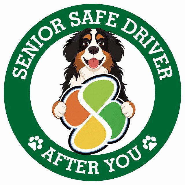カーサイン 高齢者マーク SENIOR SAFE DRIVER バーニーズマウンテンドッグ ステッカー シール 直径13cm 肉球 日本製 車